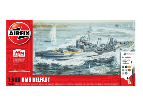 HMS Belfast laivo modelio rinkinys 1/600 su dažais ir klijais