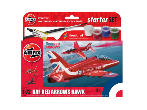 Airfix Red Arrows BAe Hawk 1/72 dovanų rinkinys su dažais ir klijais