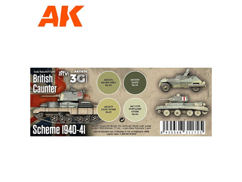 AK Interactive British Caunter Scheme akrilinių dažų rinkinys 1940–41