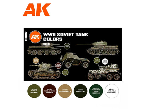 AK Interactive WW2 sovietinių tankų akrilinių dažų rinkinys, 6 spalvos