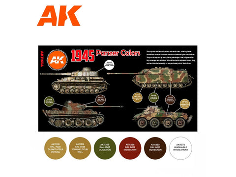 AK Interactive 1945 Panzer spalvos, 3 Gen akrilinių dažų rinkinys
