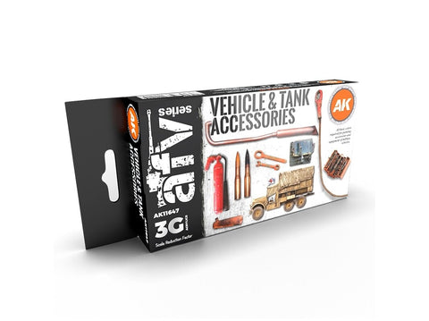 AK Interactive 3 kartos akrilinių dažų rinkinys technikos ir tankų aksesuarams
