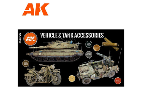AK Interactive 3 kartos akrilinių dažų rinkinys technikos ir tankų aksesuarams