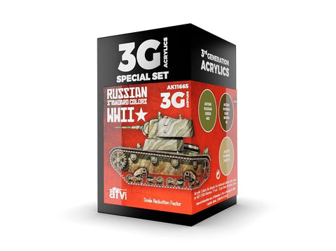 AK Interactive WWII sovietų tankų kamufliažo akriliniai dažai 3vnt