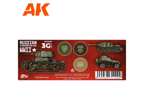 AK Interactive WWII sovietų tankų kamufliažo akriliniai dažai 3vnt