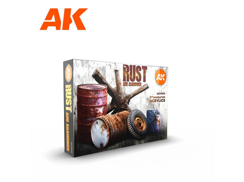 AK Interactive 3rd Gen akrilai – Rūdys ir apleistumo efektai, 6 vnt. (AK11605)