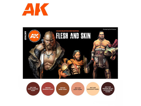 AK Interactive Flesh & Skin 3Gen akriliniai odos atspalvių dažai, 6 vnt.
