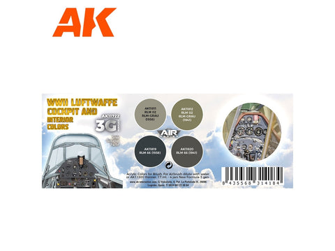 AK Interactive Luftwaffe kabinos akrilinių dažų rinkinys 3rd Gen AK11722