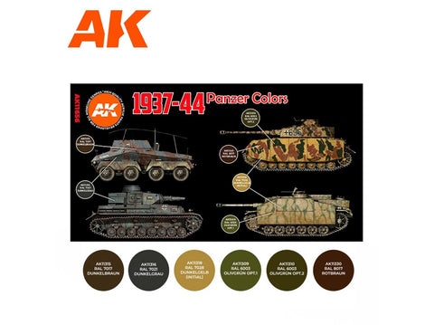 AK Interactive Panzer 1937–44 akrilinių dažų rinkinys tankų kamufliažui