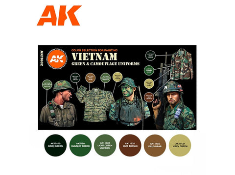 AK Interactive 3Gen akrilų rinkinys Vietnam Green & Camouflage, AK11682