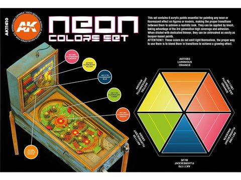 AK Interactive neoniniai akriliniai dažai, fluorescencinis rinkinys 6 vnt.