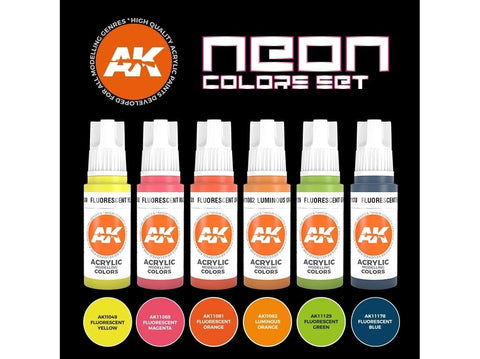 AK Interactive neoniniai akriliniai dažai, fluorescencinis rinkinys 6 vnt.