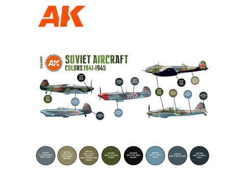 AK Interactive sovietinių lėktuvų dažai 1941–1945, akrilų rinkinys