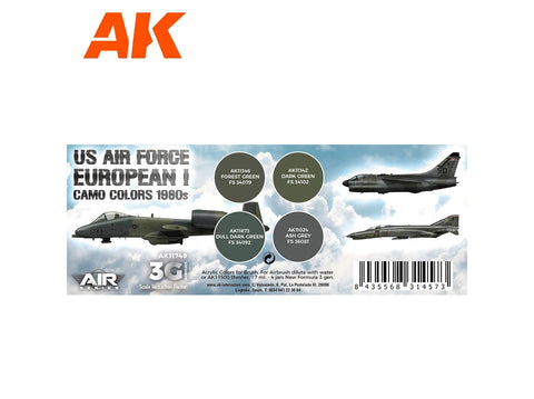 AK Interactive akrilinių dažų rinkinys: USAF European I kamufliažas 1980-ieji