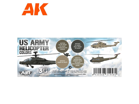 AK Interactive US Army sraigtasparnių spalvų 3 kartos akrilinių dažų rinkinys