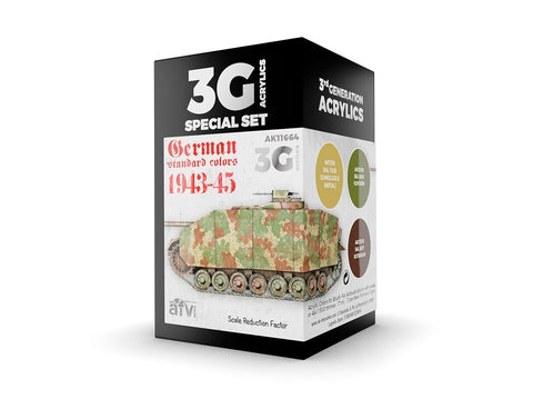 AK vokiečių WW2 tankų kamufliažo akriliniai dažai 1943–45, rinkinys