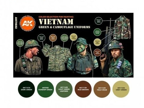 AK Interactive 3Gen akrilų rinkinys Vietnam Green & Camouflage, AK11682