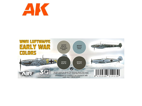 AK Interactive Luftwaffe ankstyvojo karo akrilinių dažų rinkinys