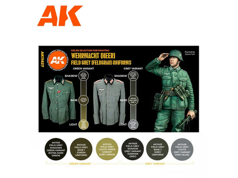 AK Interactive Feldgrau akrilinių dažų rinkinys Wehrmacht uniformoms