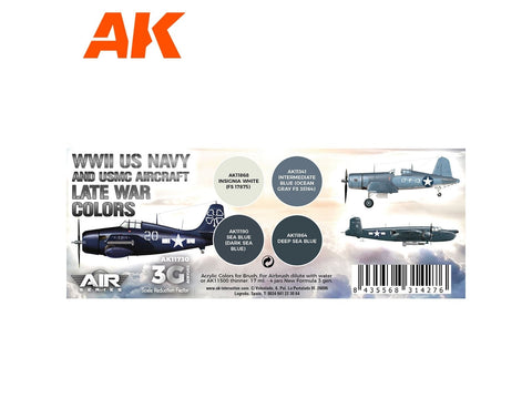 AK Interactive WWII US Navy & USMC akriliniai dažai, 4 spalvų rinkinys