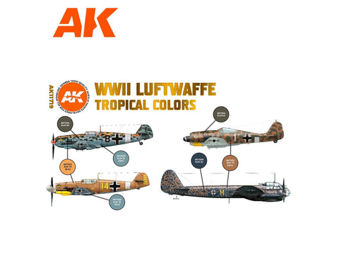 AK Interactive 3-ios kartos akrilinių dažų rinkinys: Luftwaffe tropikai AK11719