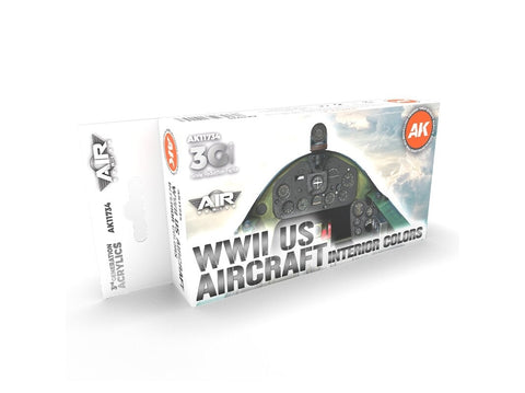 AK Interactive 3 gen. akrilinių dažų rinkinys II pk. JAV lėktuvų interjerui