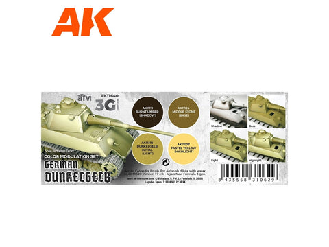 AK Interactive Dunkelgelb moduliacijos akrilinių dažų rinkinys