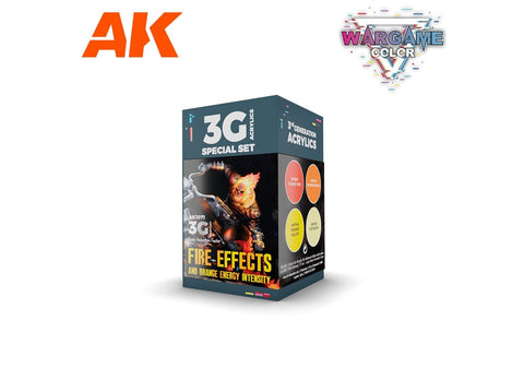 AK Interactive Wargame akrilinių dažų rinkinys ugnies efektams 3Gen