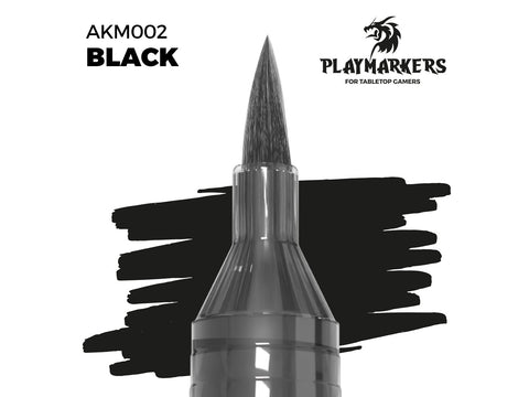 AK Interactive juodas akrilinis žymeklis su teptuku PLAYMARKER