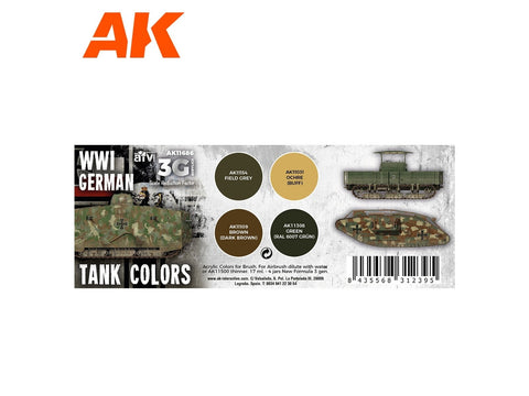 AK Interactive WWI vokiečių tankų kamufliažo dažų rinkinys, 3 gen.