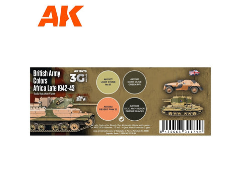 AK Interactive Britų armijos Afrikos spalvos 1942-43 akrilo rinkinys