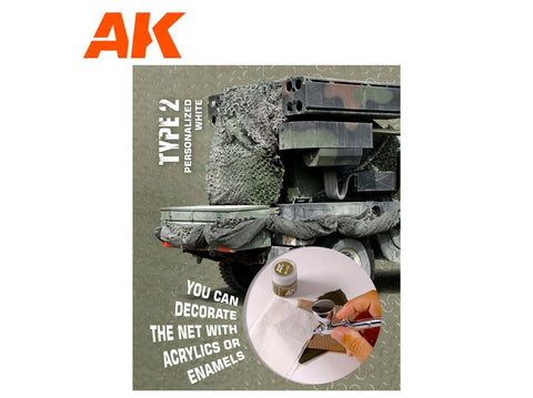 AK Interactive baltas kamufliažo tinklas, tipas 2, 1/35, AK8063