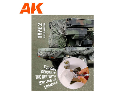 AK Interactive maskuojamasis tinklas lauko žalia, Tipas 2, 1/35 (AK8067)