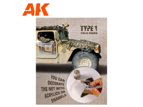 AK Interactive lauko žalias kamufliažinis tinklas 1/35 AK8066