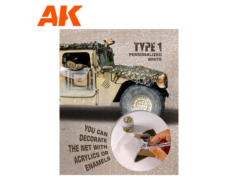 AK Interactive maskavimo tinklas Type 1, baltas, 1/35 (AK8061)