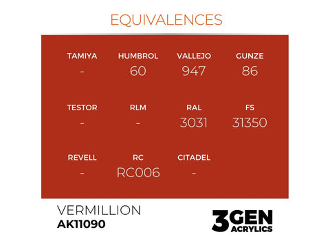 AK Interactive Vermillion akriliniai dažai 3rd Gen, 17 ml