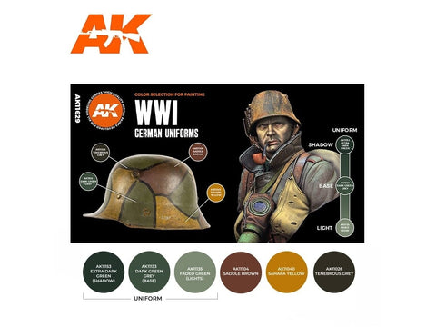 AK Interactive WWI vokiškų uniformų akrilinių dažų rinkinys 3Gen