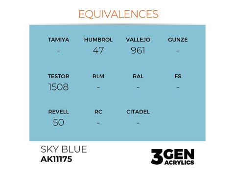 AK Interactive Sky Blue 3 kartos akriliniai dažai 17 ml