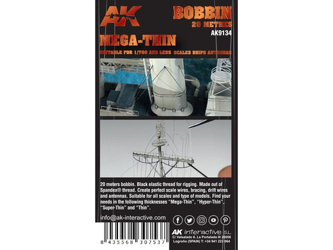 AK Interactive mega plona elastinga gija 1:700 masteliui, 20D