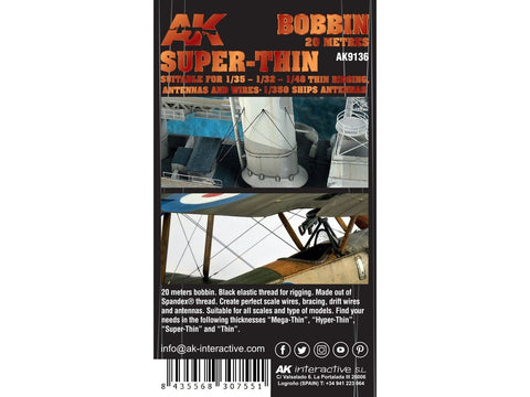 AK Interactive elastinga takelažo gija SUPER THIN 70D, AK9136