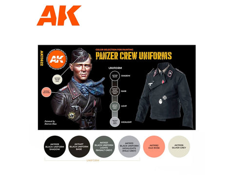 AK Interactive Panzer ekipažo juodos uniformos dažų rinkinys 3Gen