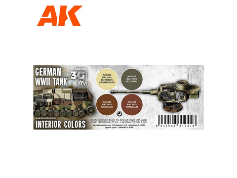 AK Interactive vokiečių WW2 tankų vidaus dažai 3Gen, rinkinys AK11688