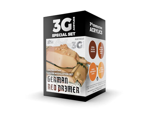 AK Interactive German Red Primer Modulation akrilinių dažų rinkinys 3 kartos