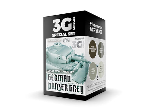 AK Interactive Panzer Grey moduliacijos akrilinių dažų rinkinys 3Gen