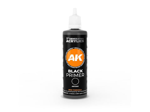 AK Interactive juodas akrilinis 3rd Gen gruntas, 100 ml