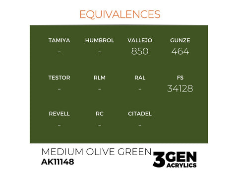 AK Interactive Medium Olive Green akriliniai dažai 17ml (3 gen.)