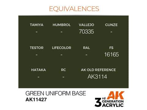 AK Interactive Green Uniform Base 3rd Gen akriliniai dažai figūrėlėms 17ml