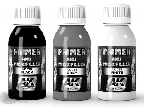 AK Interactive pilkas gruntas ir mikroužpildas aerografui 100 ml