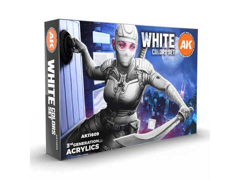 AK Interactive baltų atspalvių 3rd Gen akrilinių dažų rinkinys 6vnt
