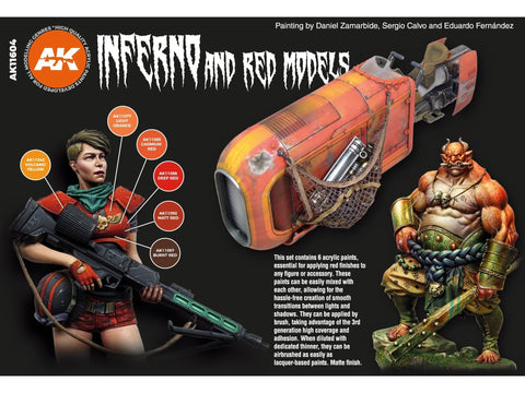 AK Interactive Inferno & Red 3rd Gen akrilinių dažų rinkinys, 6 spalvos